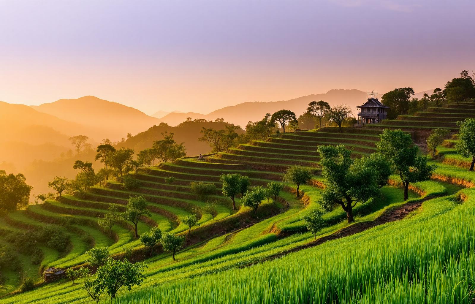 Universal Farm philosophy — regenerative ecosystem at golden hour